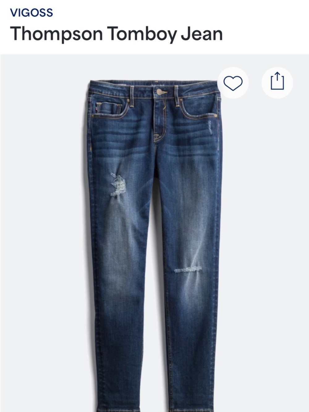 Vigoss Thompson Tomboy Distressed Skinny Jeans, Size 30